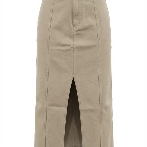 Pocket Denim Midi Pencil Skirt – Olive