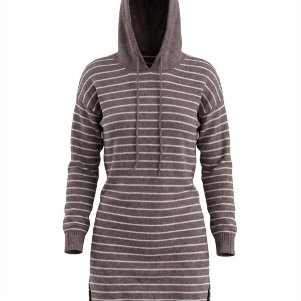 Purple Striped Hoodie Sweater Midi Dress
