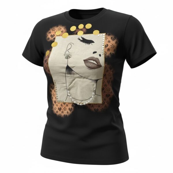Abstract Face Bling Tee (Black)