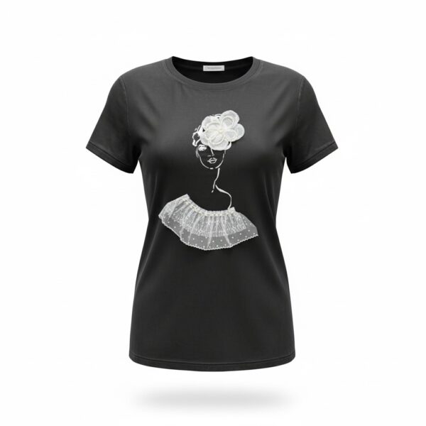 Black Lace & Pearl Girl Tee