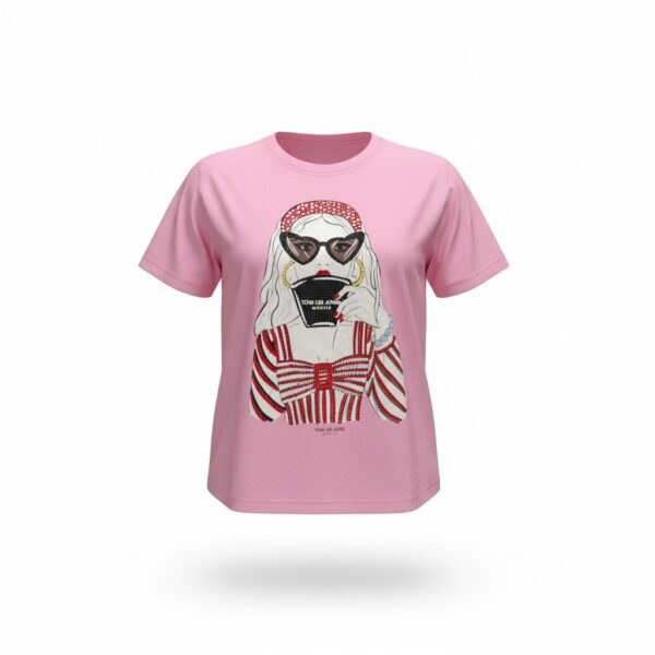 Pink Fashion Girl Rhinestone Tee