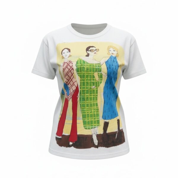 Rhinestone Fashion Trio Graphic Tee (white)