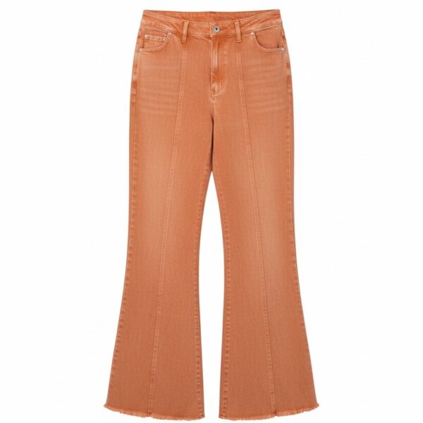 Burnt Orange Acid Wash Wide-Leg Palazzo Stretch  Jeans
