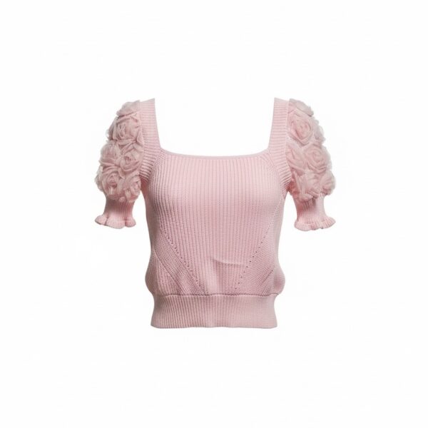 Rose Sleeve Knit Top