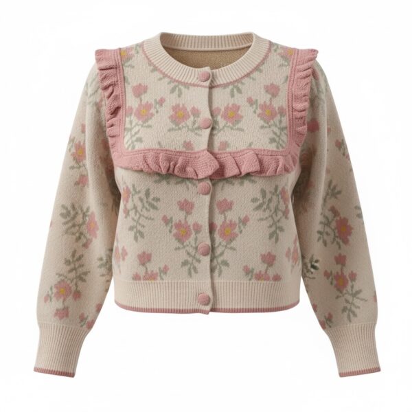 Blush Garden Ruffle Knit Cardigan