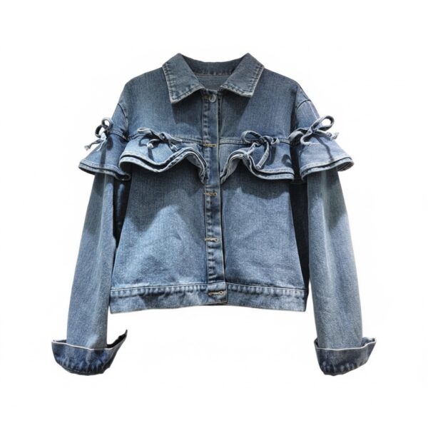 Ruffle Trimmed Denim Jacket
