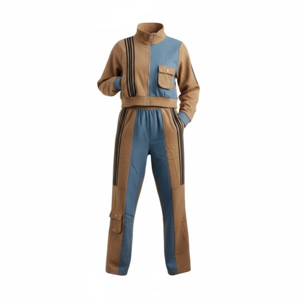 Two-Piece Denim Contrast Track Set