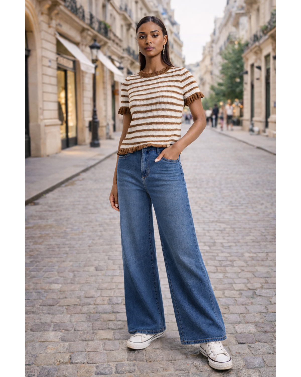 High-Rise Stretchy Baggy Jeans – Medium Wash