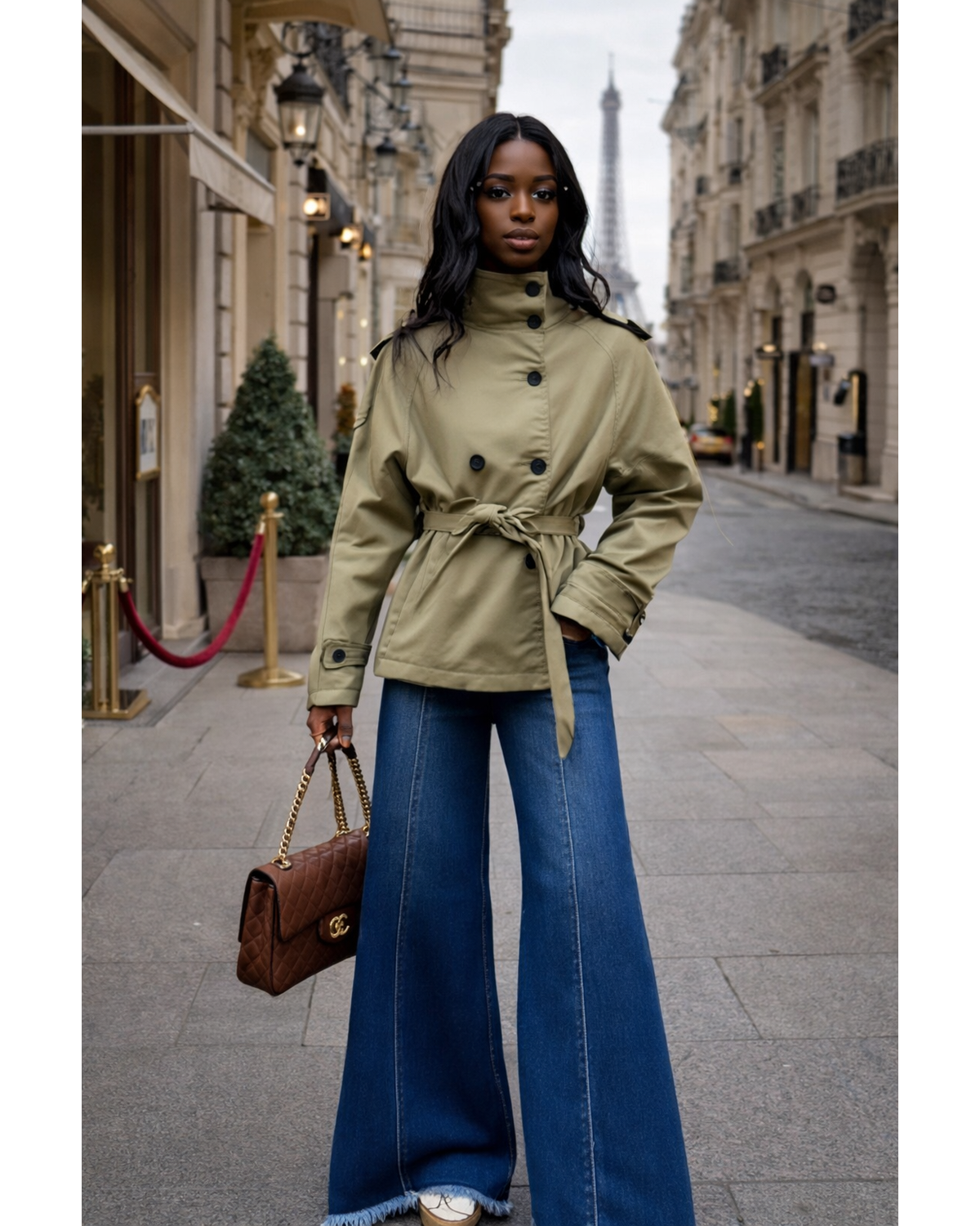 Chic Notched Neck Belted Jacket