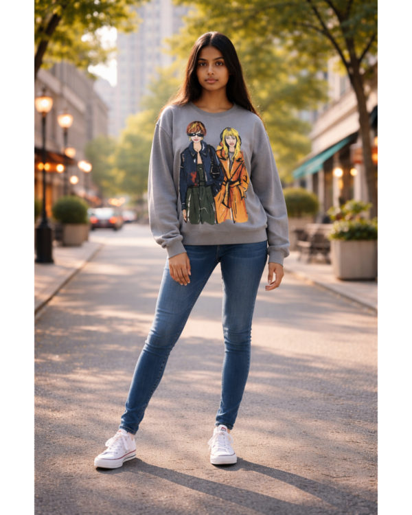 Fashion Girls Graphic Sweatshirt (Grey)