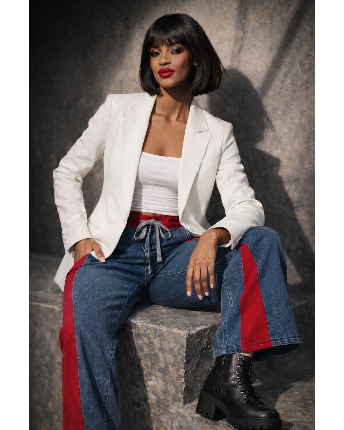 Snobby Off- White Luxe Open Front Blazer