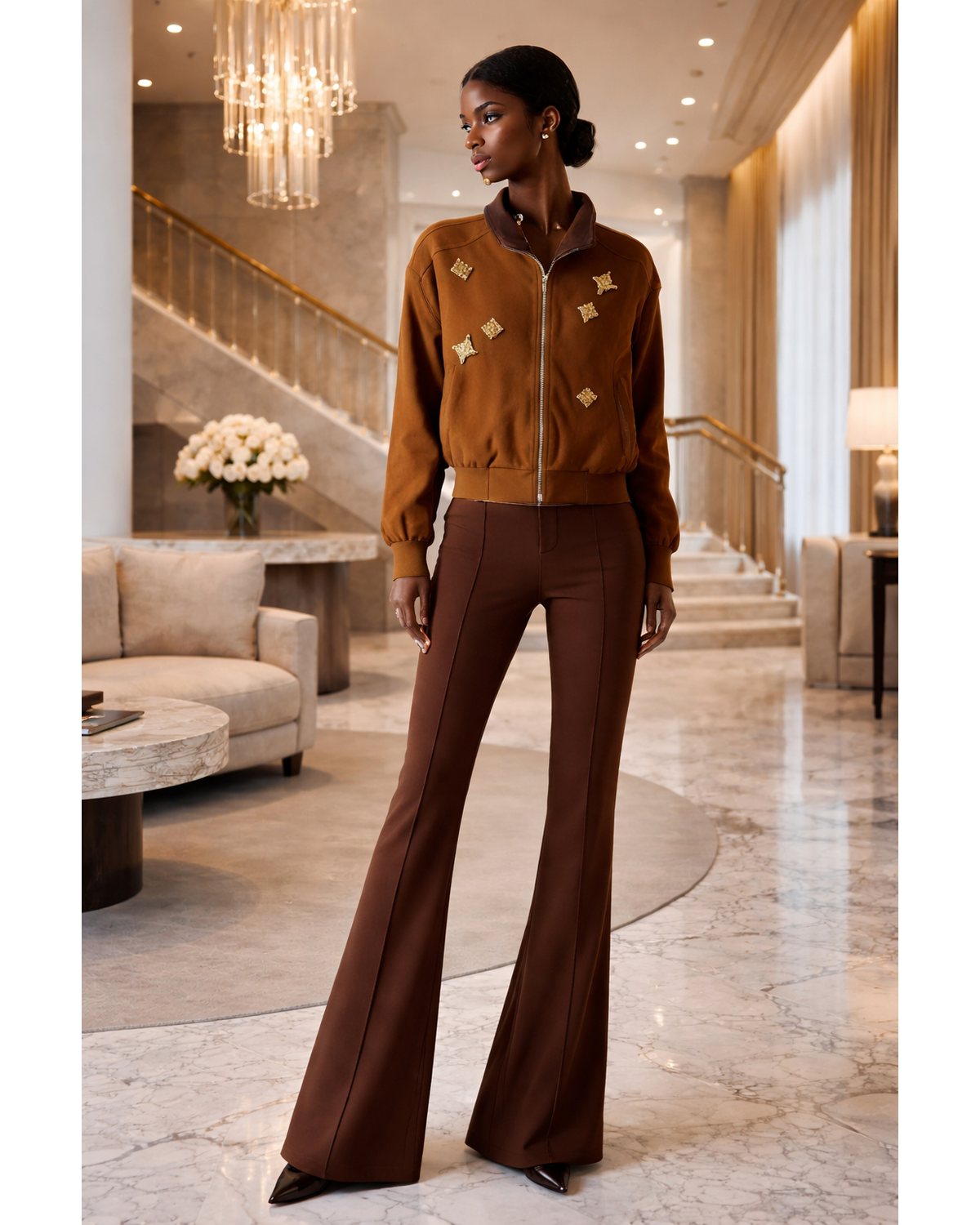 Muse Suede Rhinestone Embellished Jacket