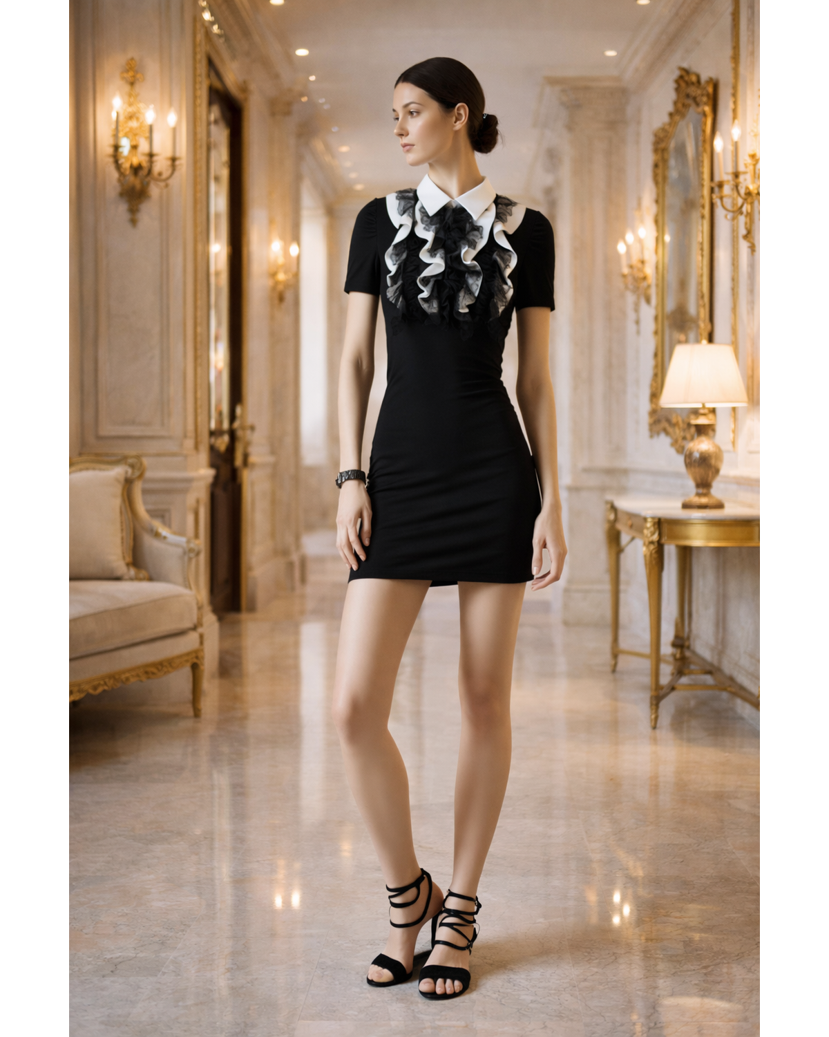 Lacey Color Mix Ruffle Dress