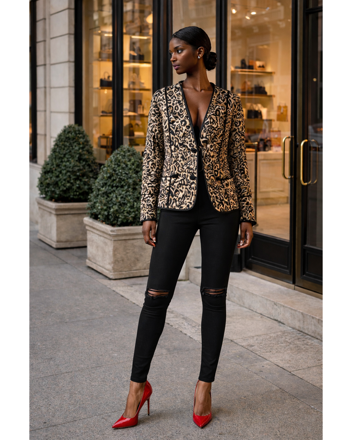 Vintage Luxe Leopard Quilted Jacket