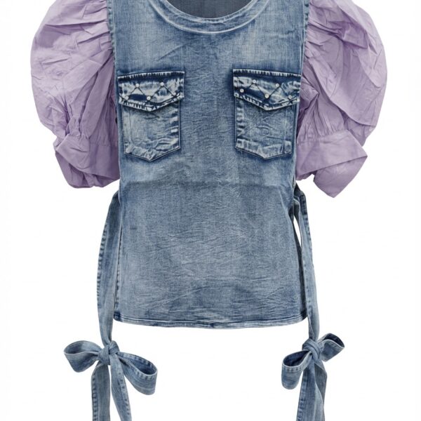 Ribbed Denim Bodysuit