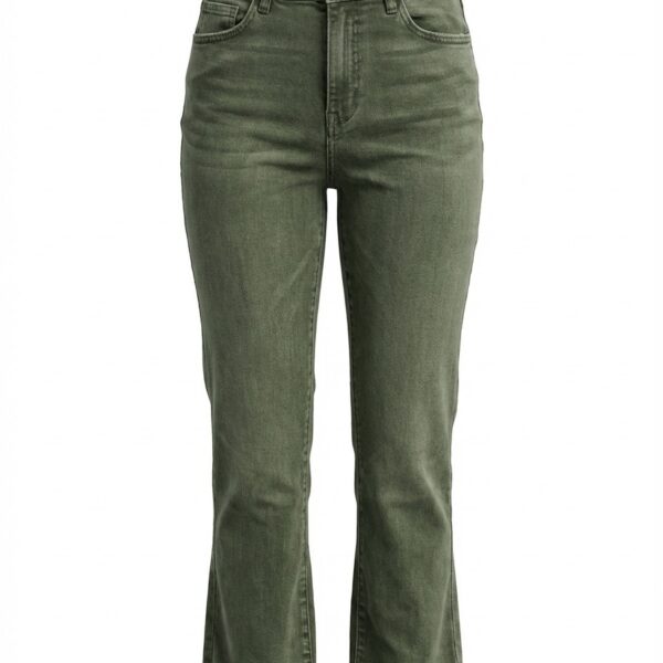 Acid Washed High-Waist Cropped Straight Pants