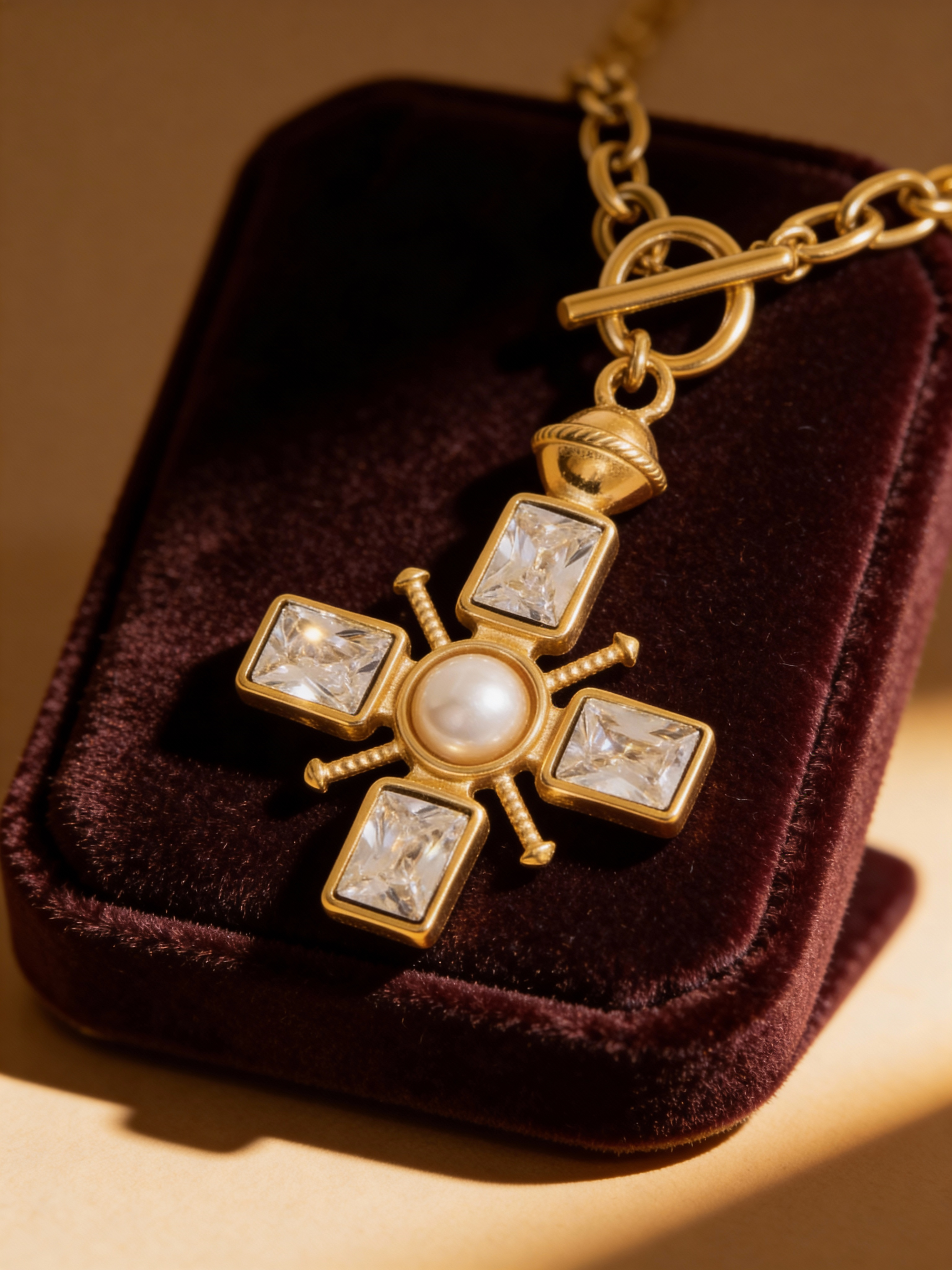 Patrice Gold Cross Necklace