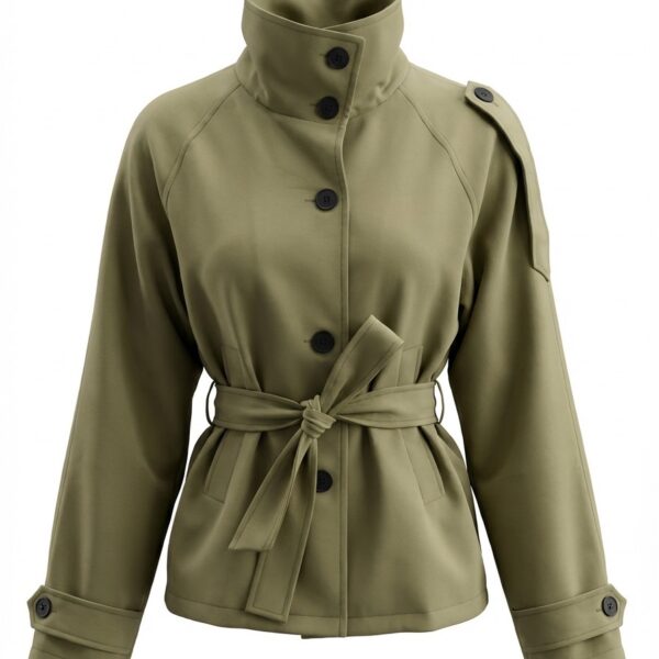 Chic Notched Neck Belted Jacket