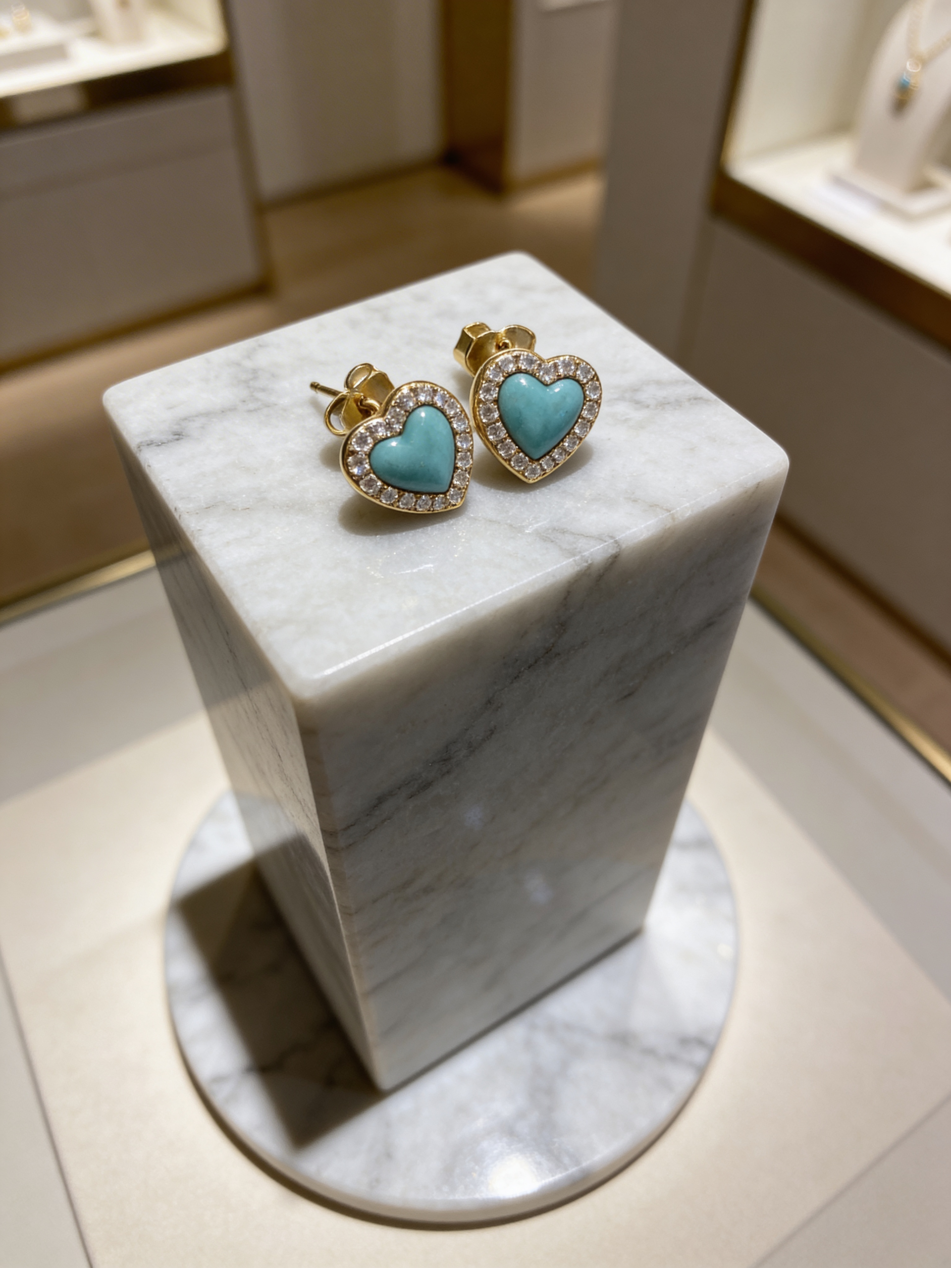 Sterling Silver Gold Plated CZ Heart Stud Earrings – .30”