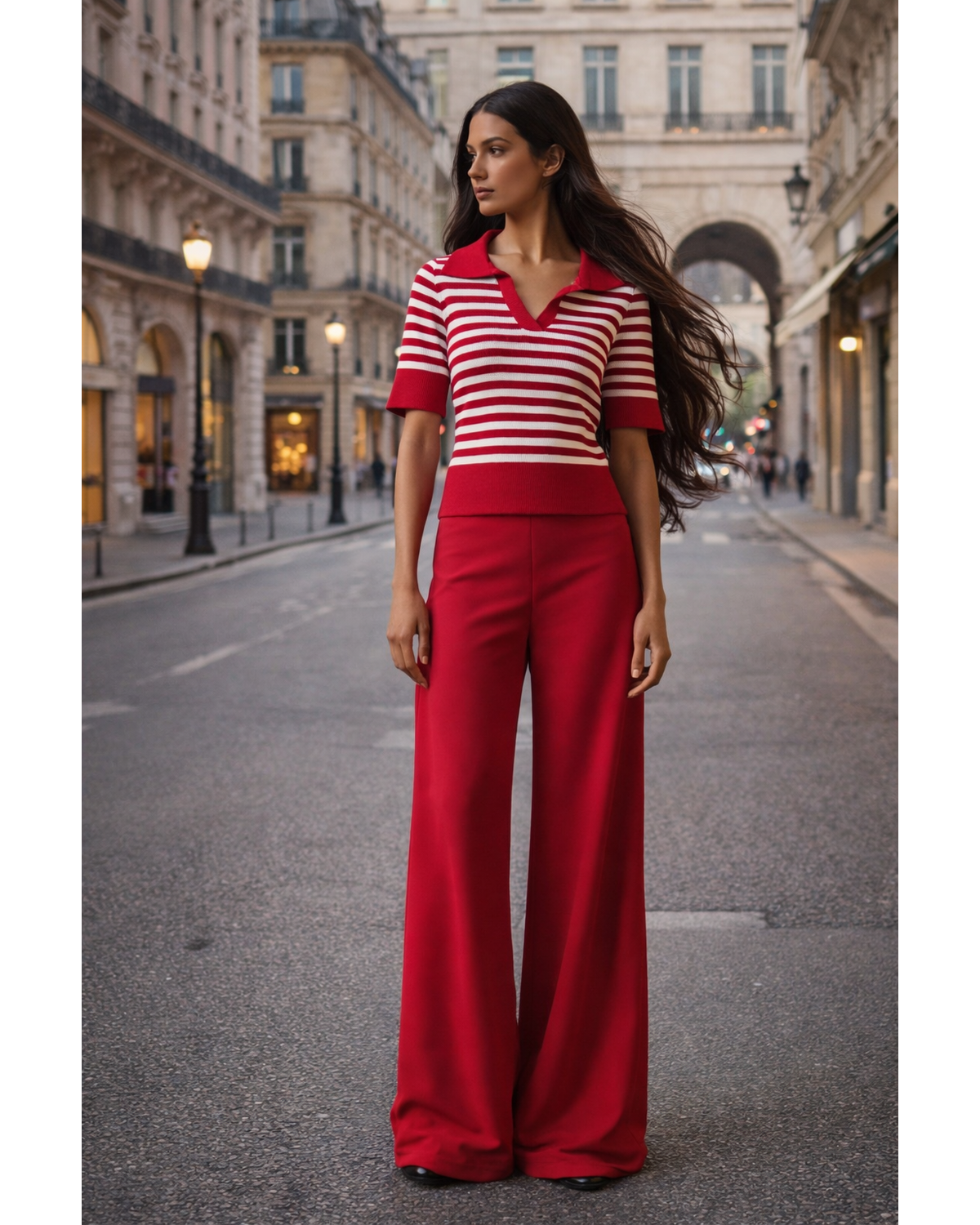 Cam Day Stripe Knit Top & Pants Set – Red