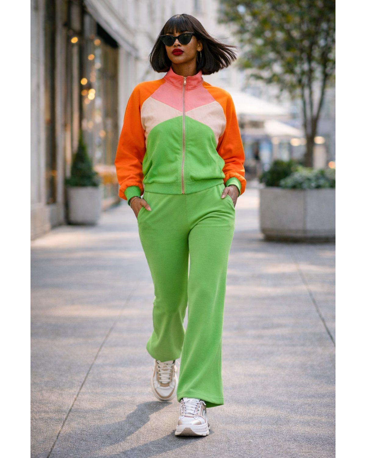 Retro Colorblock Track Jacket & Pant Set