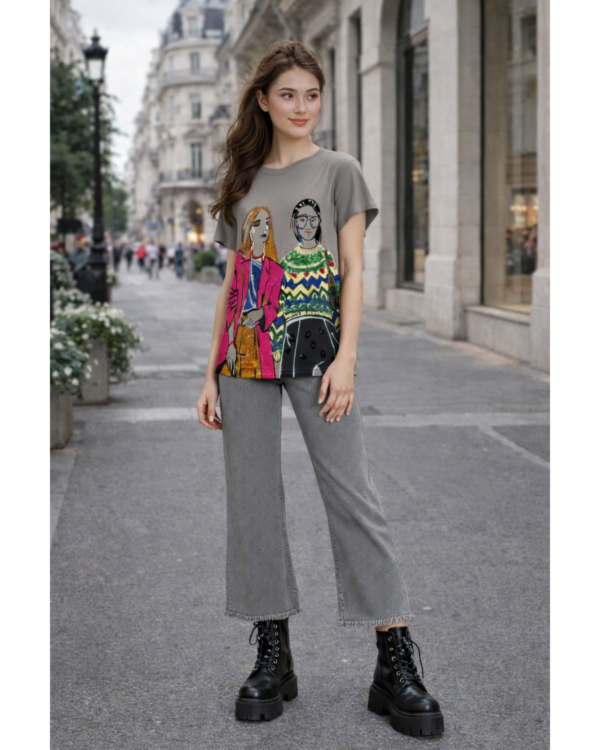 Name: Fashion Icons Rhinestone Graphic Tee (Grey)