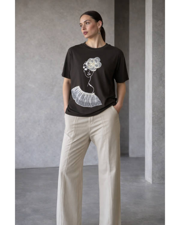 Black Lace & Pearl Girl Tee