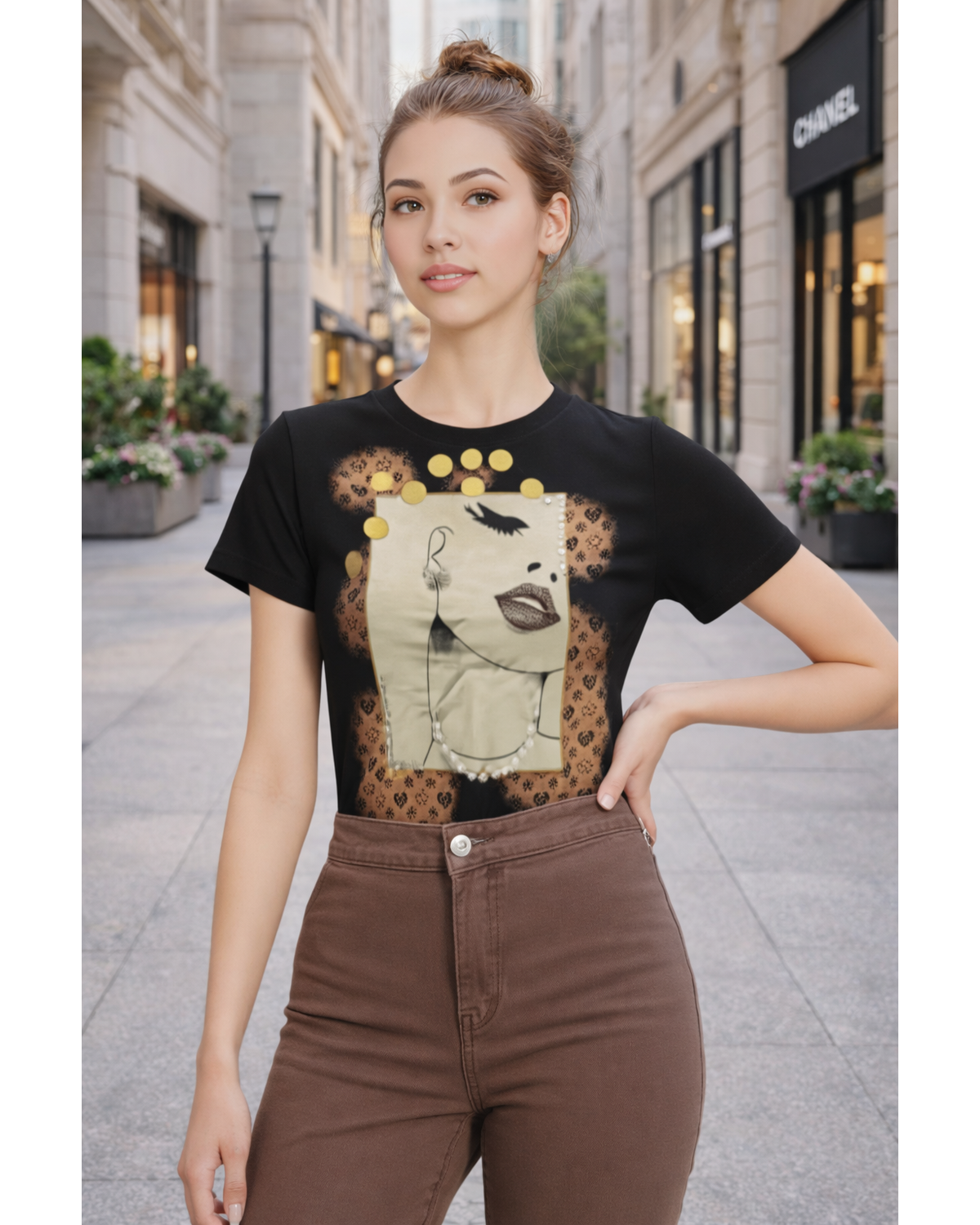 Abstract Face Bling Tee (Black)