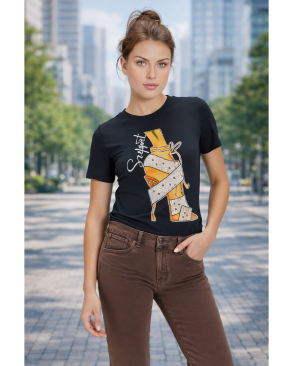 Rhinestone Heels Graphic Tee (Black)
