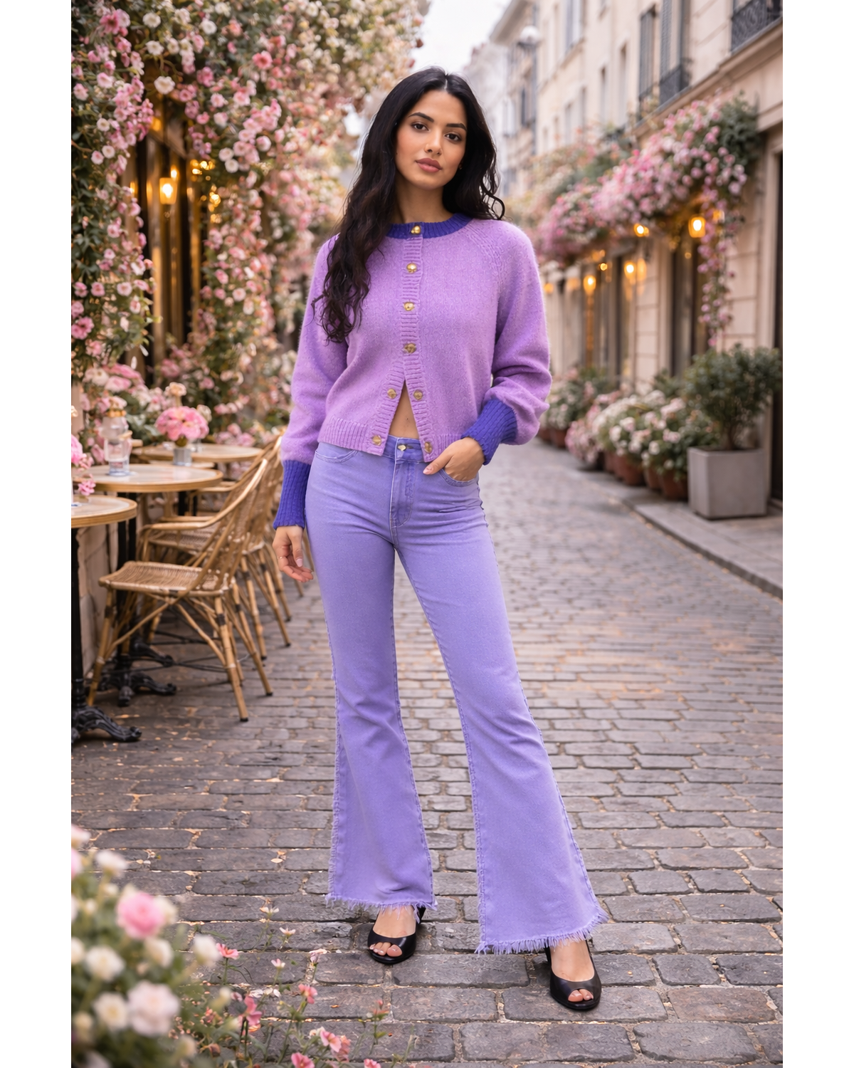 Contrast Raglan Sleeve Knit Cardigan