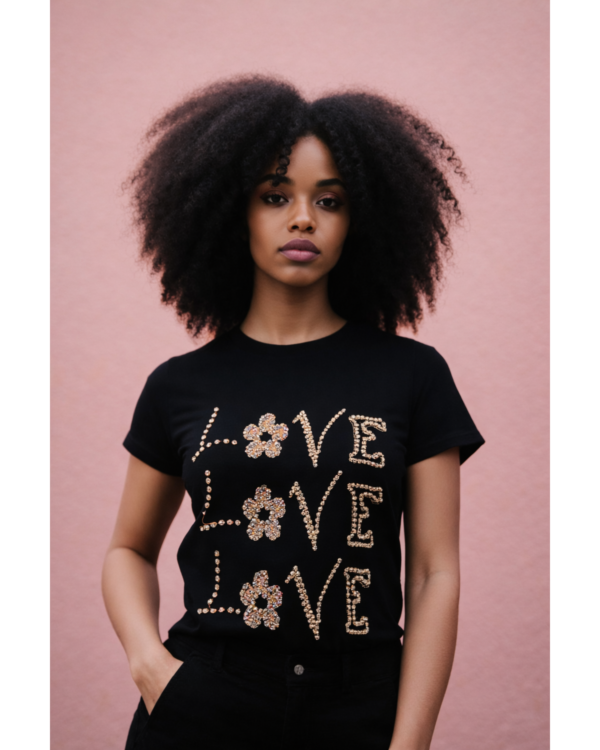 LOVE LOVE LOVE Bling Tee (Black)