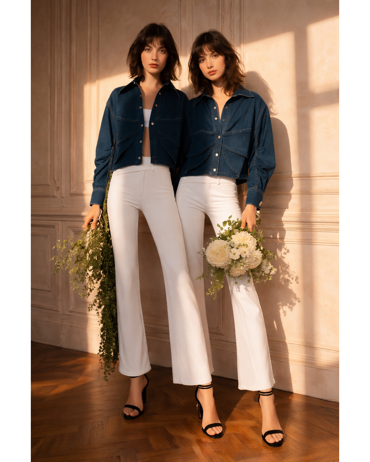 Dark Blue Denim Oversized Utility Blouse (One Size)