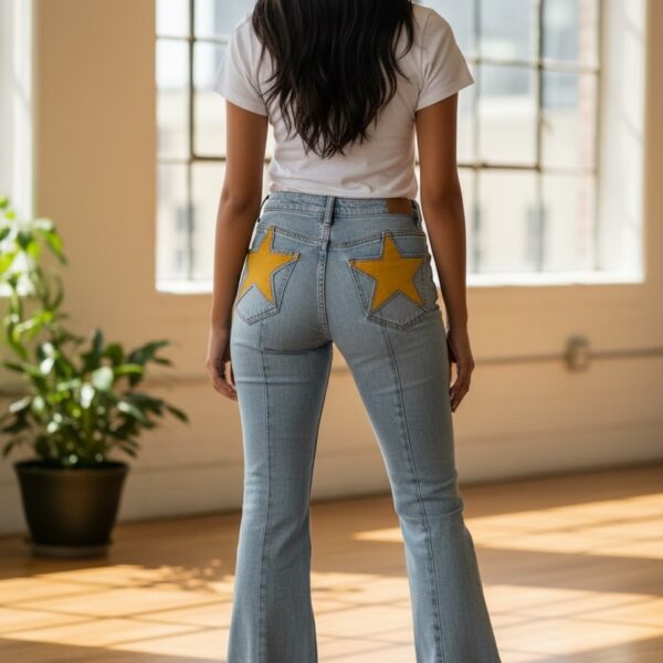 Premium Suede Star Detail Back Flared Stretchy  Pants