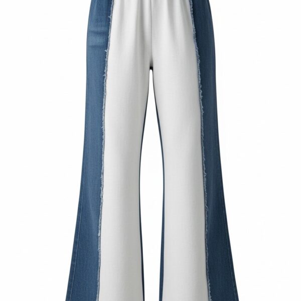 Product: Terry Block Wide■Leg Pants (Denim/Ivory & Denim/Oatmeal)