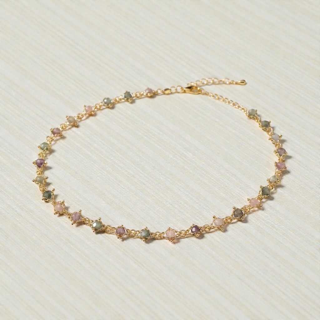 18K Gold Natural Stone Chain Choker