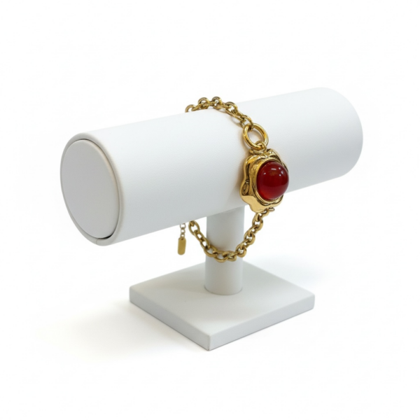 18K Gold Non-Tarnish Red Stone Chain Bracelet