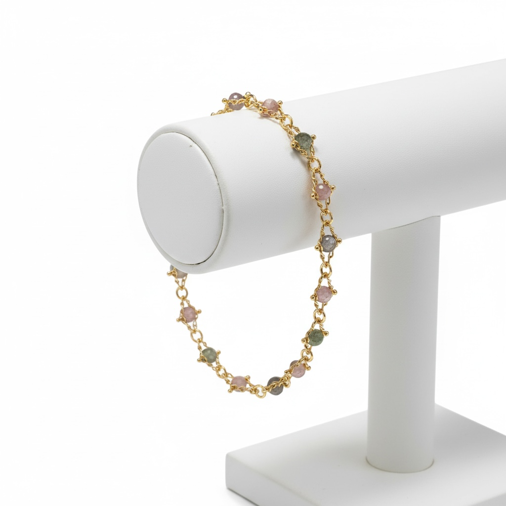 Skylar Multi-B 18K Gold Multi-Stone Chain Bracelet