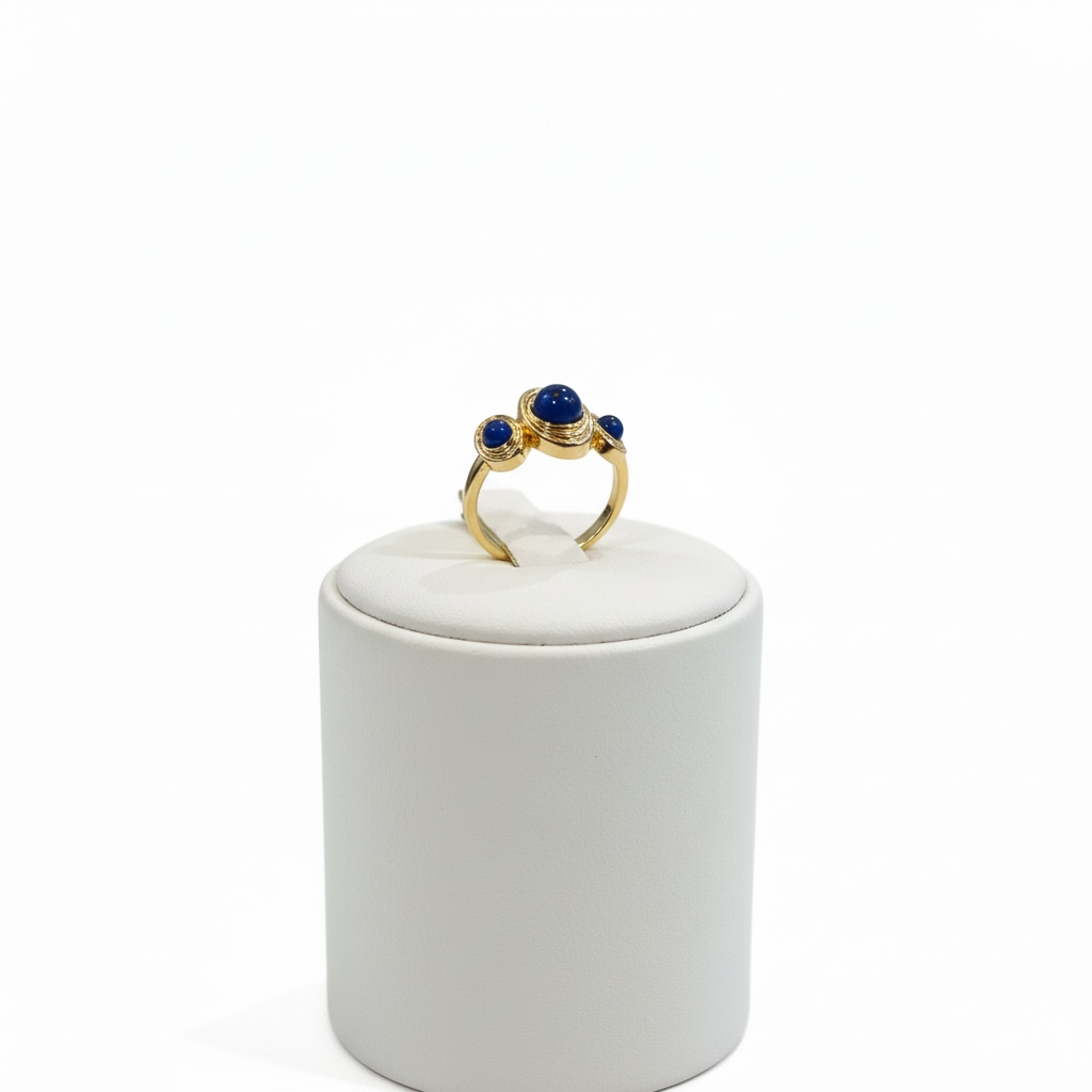 Veona Vintage Tri-Stone Ring (Red & Navy)