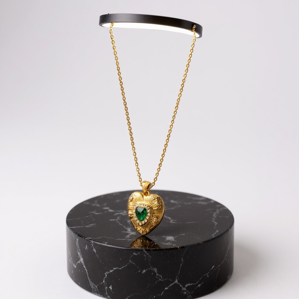 Akira Green 18K Gold Heart Necklace