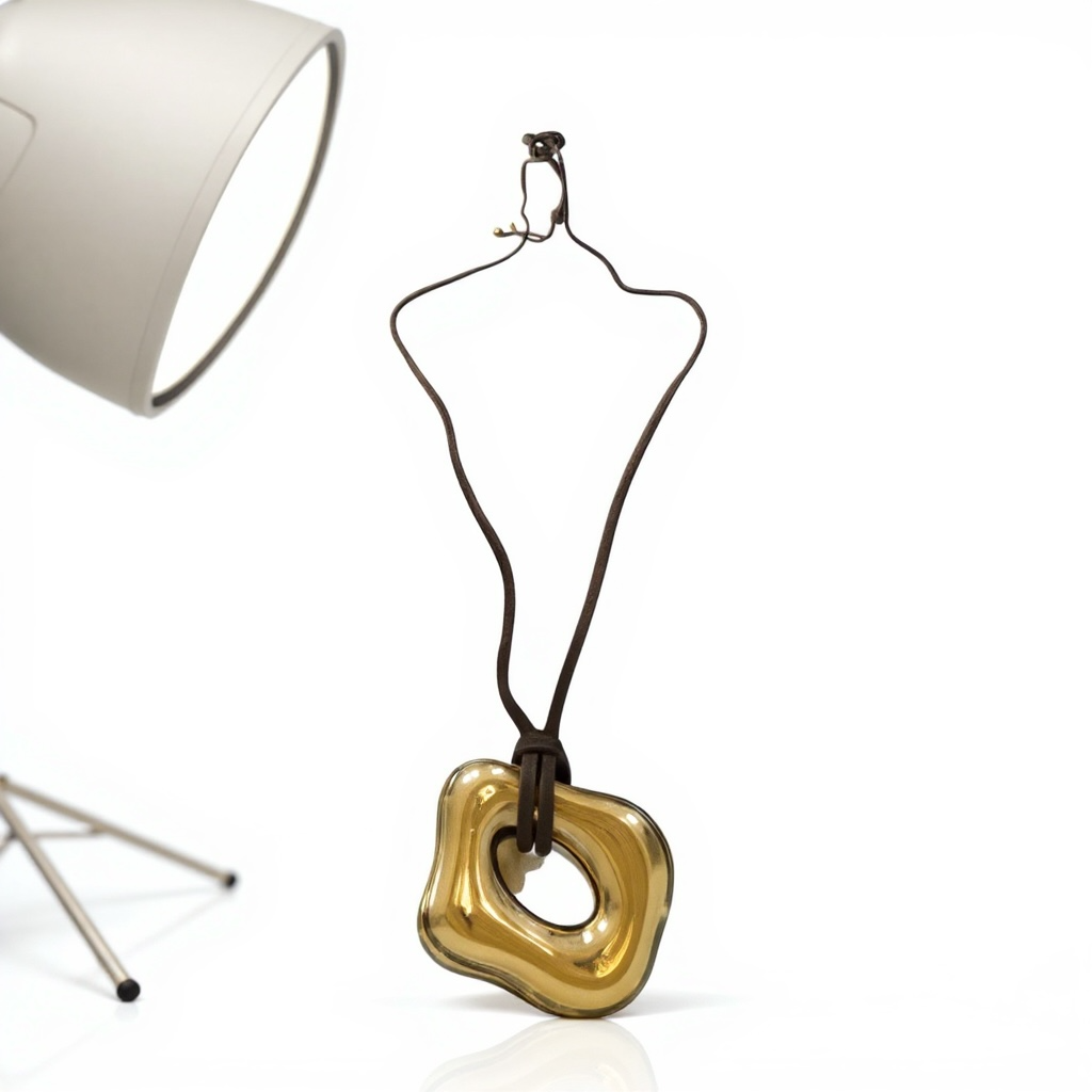 18K Gold Non-Tarnish Leather Cord Pendant Necklace