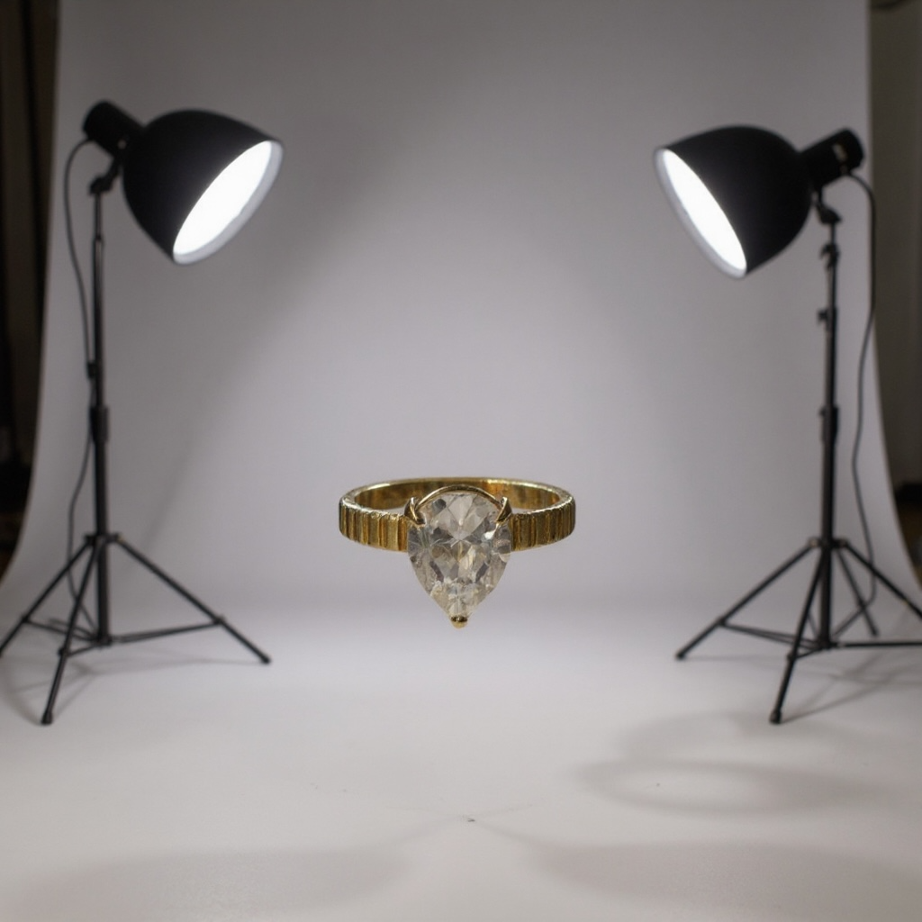 18K Gold Non-Tarnish Statement Pear Stone Ring