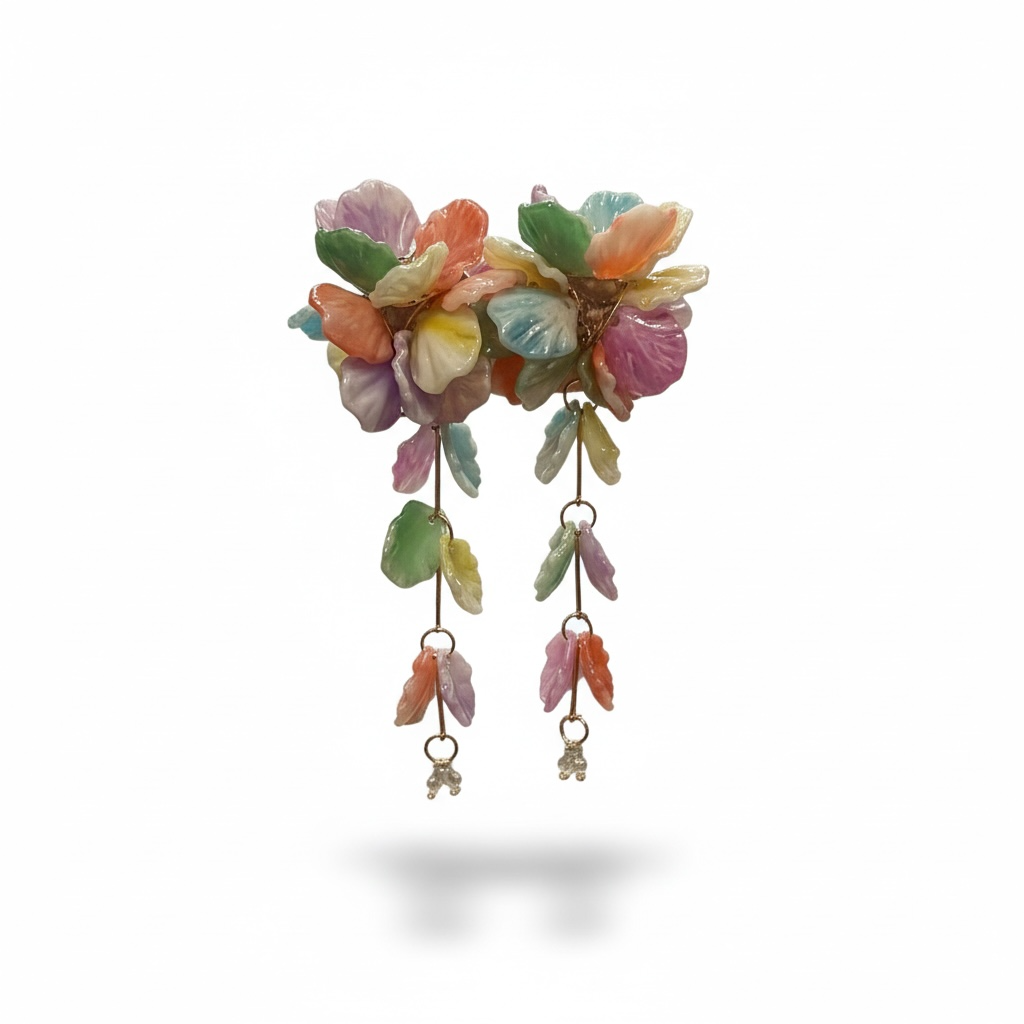 Multi-Color Flower Drop Dangle Earrings
