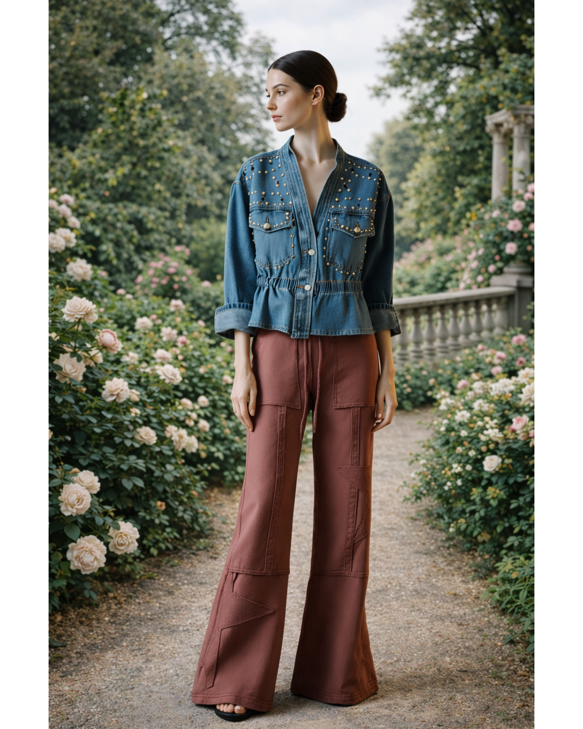 Star Patch Wide■Leg Mineral Wash Pants