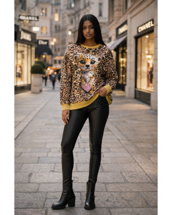 Leopard Heart Stones Sweatshirt (Black)