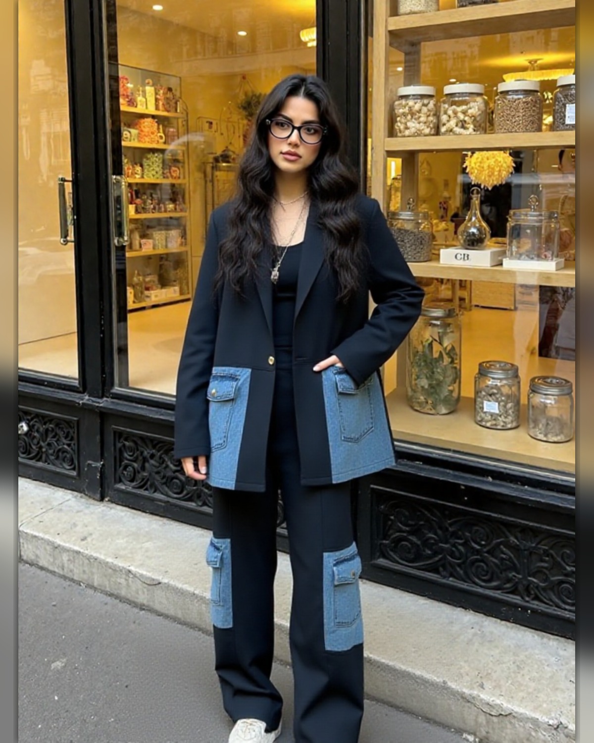 Navy Blue Authority Denim Contrast Set