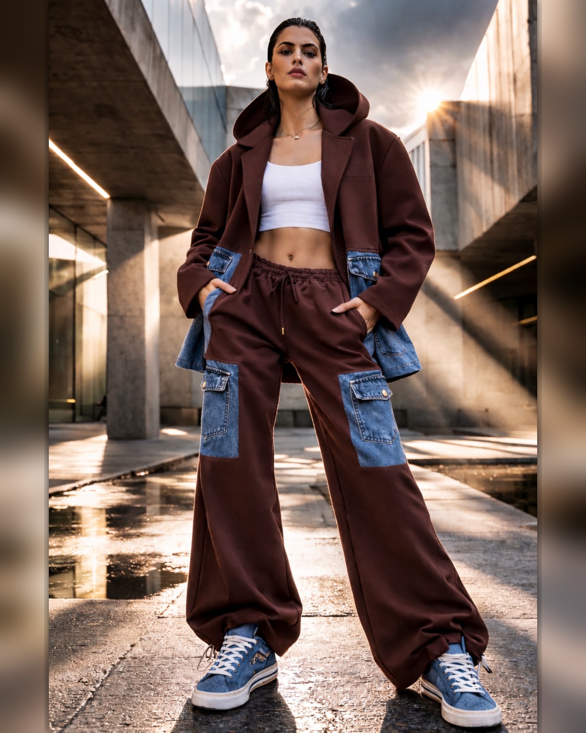 Espresso Authority Denim Contrast Set (Brown Version)