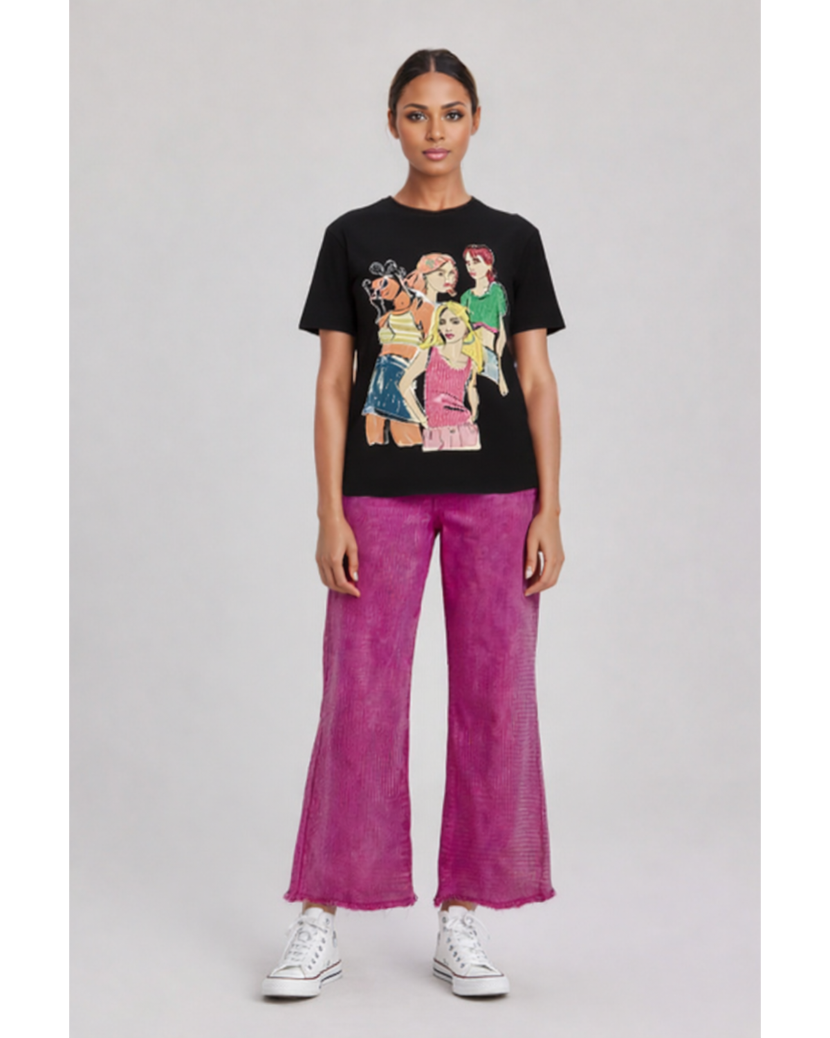 Snobby VoltageTM Fuchsia Luxe Wide-Leg Crop Denim