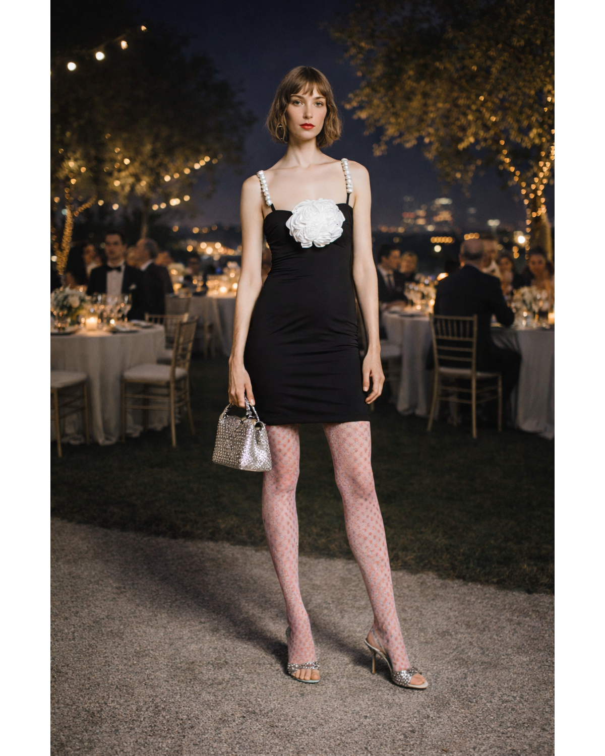 Ivory Petal Noir Dress