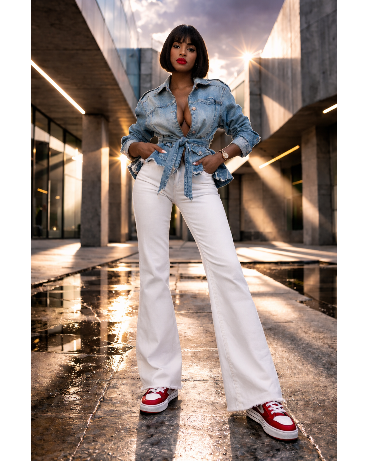 The Power Play Belted Denim Jacket