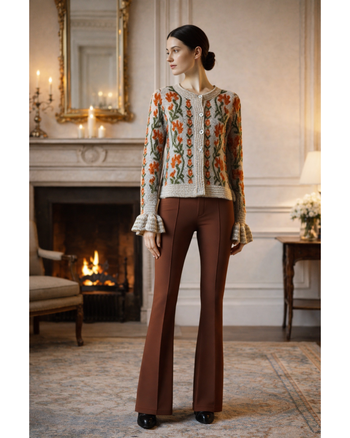 The Vintage Floral Intarsia Knit Cardigan